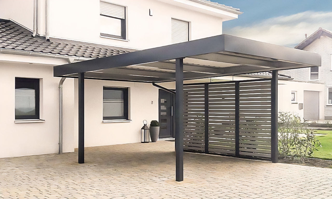 Двускатный автонавес для дачи