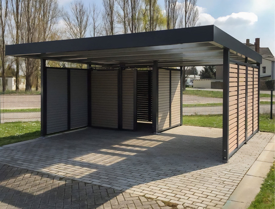 Двускатный автонавес для дачи