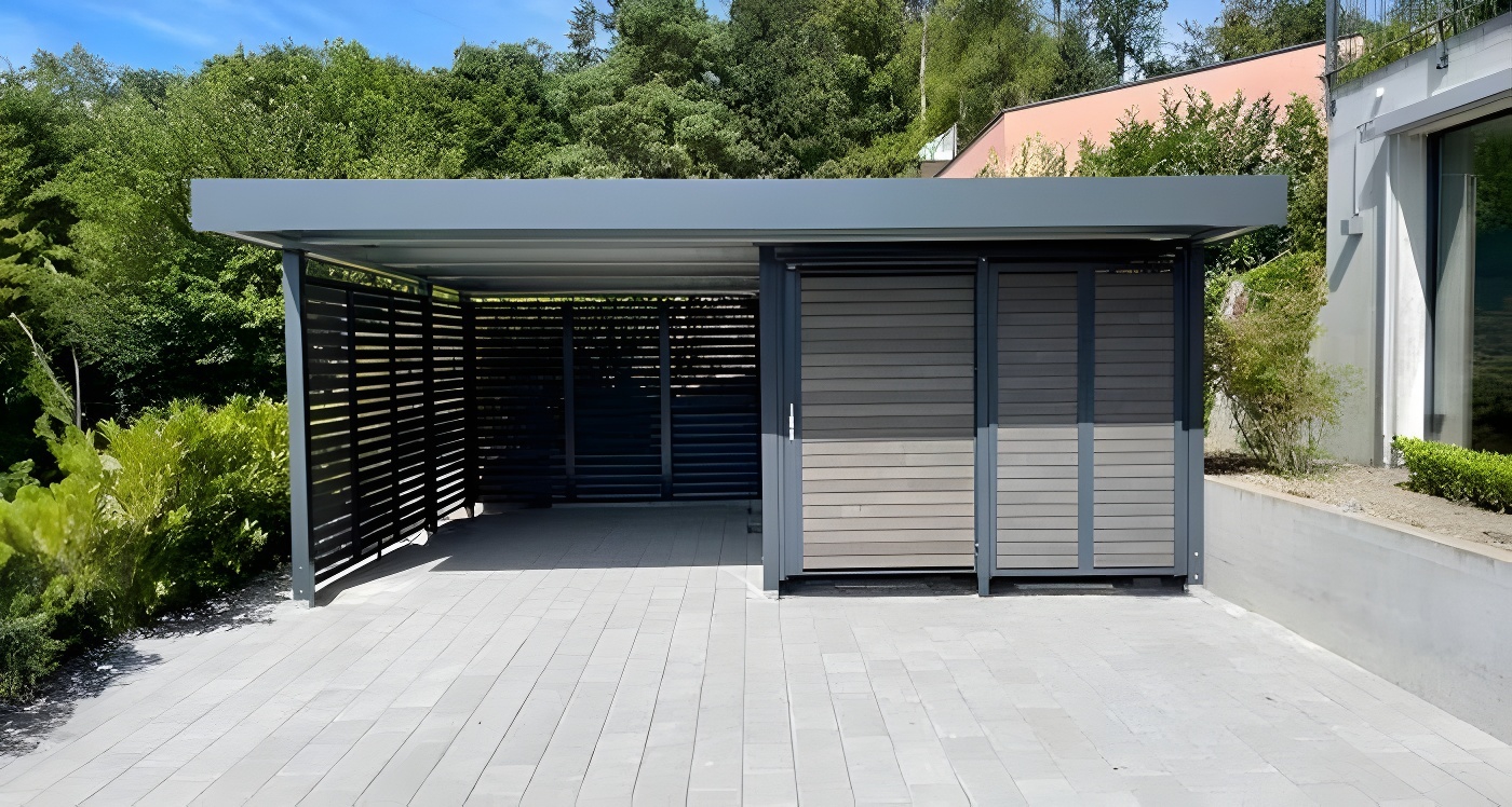 Закрытый навес с односкатной крышей из поликарбоната Закрытый навес с односкатной крышей из поликарбоната